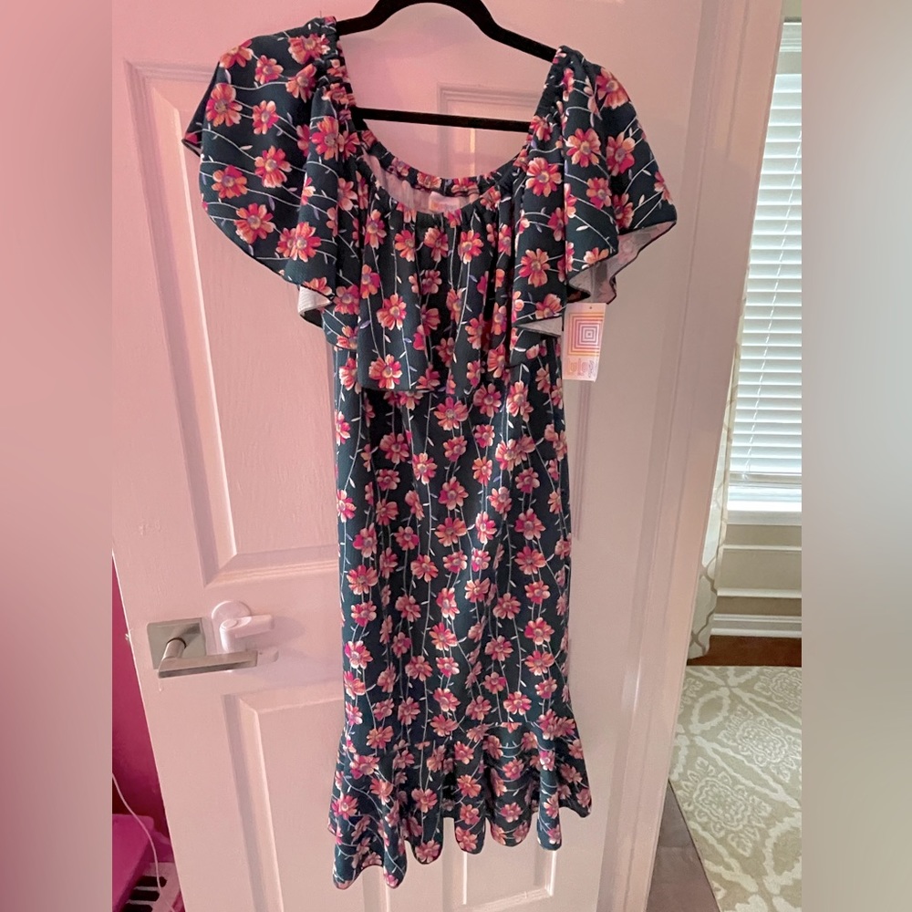 Lularoe Dark Olive Floral Cici Dress Size XL NWT